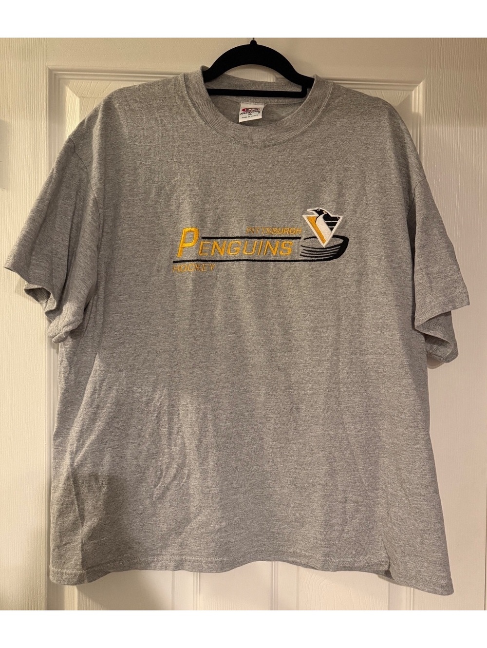 Vintage Pittsburgh Penguins True Fan Graphic T-Shirt - Grey - Size XL